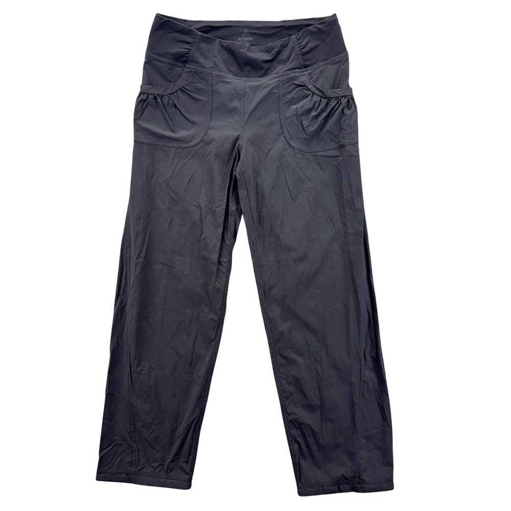 PrAna Womens Pull-On Summit Pant Mid-Rise Straight Size L Black Hike Outdoor‎